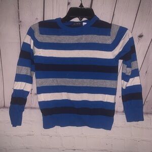 The Children's Place Blue, Gray, and White Striped Sweater